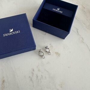 Swarovski Silver Drop Earrings with Clear Crystals